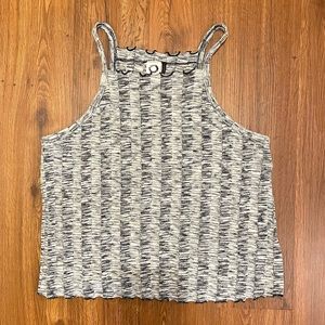Anthropologie Akemi + Kin Striped Square Neck Ruffle Knit Tank Top
